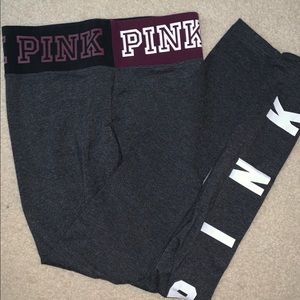 gray PINK full-length leggings